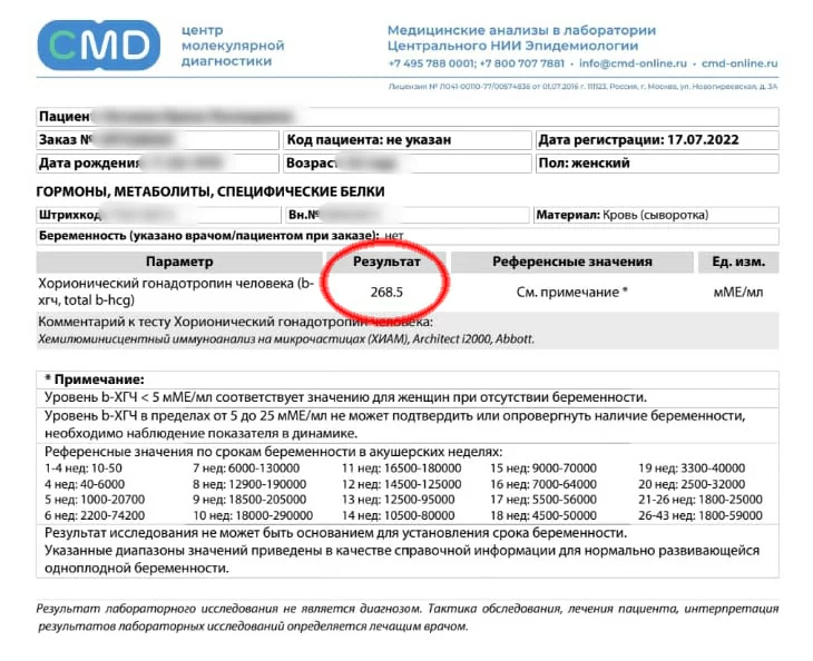268,5 бета-ХГЧ — беременность 4 недели!
